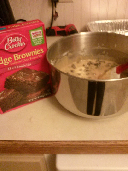 Brownie mix and chocolate chip cookie dough.
